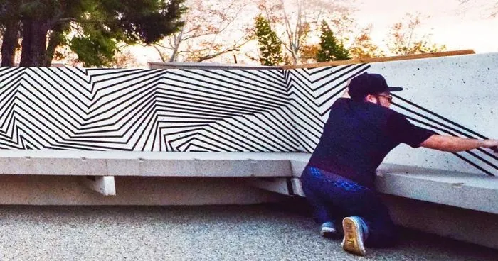 Tape Art Installation At University Common Area