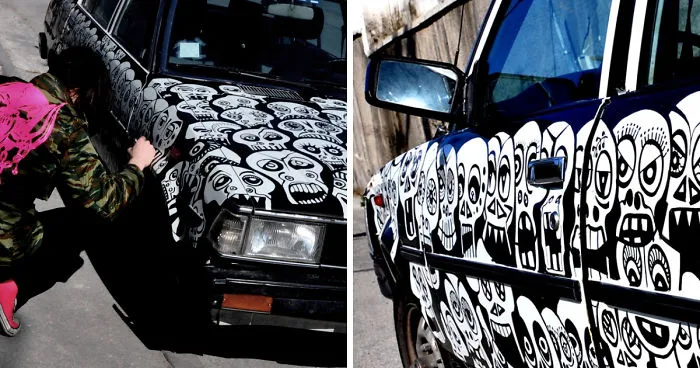 I Painted 1000 Skulls All Over My  Car