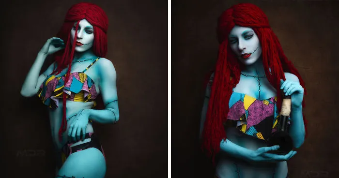 Photographer And Body Painter Turn Model Into Sally From The Nightmare Before Christmas