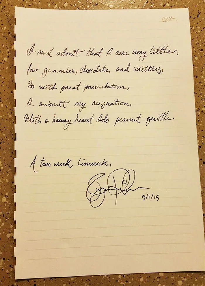 You Can't Just Submit A Boring Resignation To A Candy Store