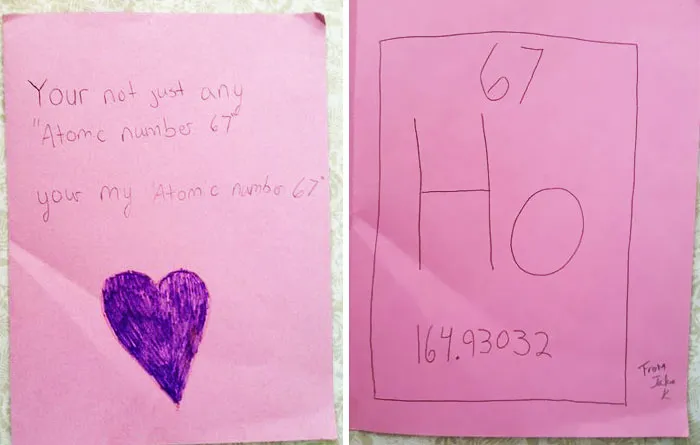 My Son's Chemistry Teacher Asked Him To Make A Valentine's Day Card Related To Chemistry.  The Second Image Says It All