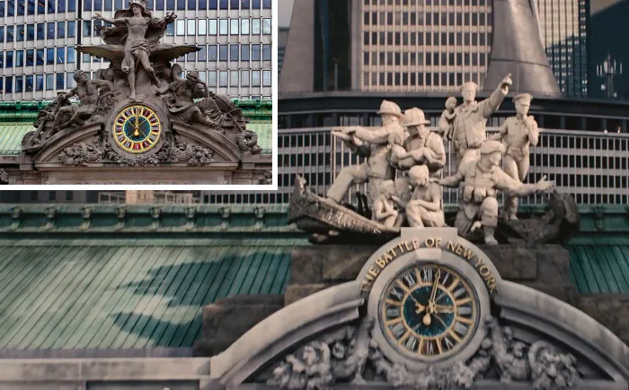 En Vengadores: La era de Ultron, el reloj de la estación central se ha cambiado por un memorial de la batalla de Nueva York, ya que fue destruido en la primera película de los Vengadores