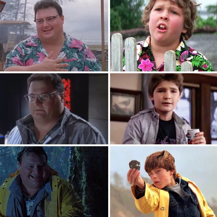 Dennis Nedry de Parque Jurásico lleva ropa similar a los personajes de los Goonies. La productora de ambas películas fue Kathleen Kennedy