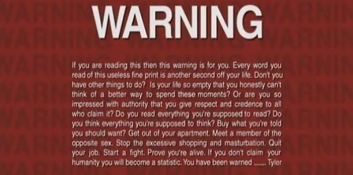 This Is The Warning Screen On The Home DVD Version Of Fight Club