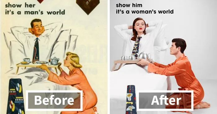 Photographer Reverses Gender Roles In Sexist Vintage Ads