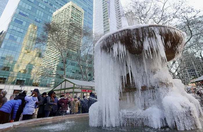Fuente helada en Nueva York