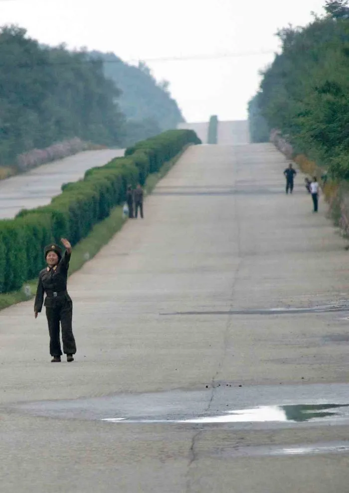 A soldier hitchhiking 