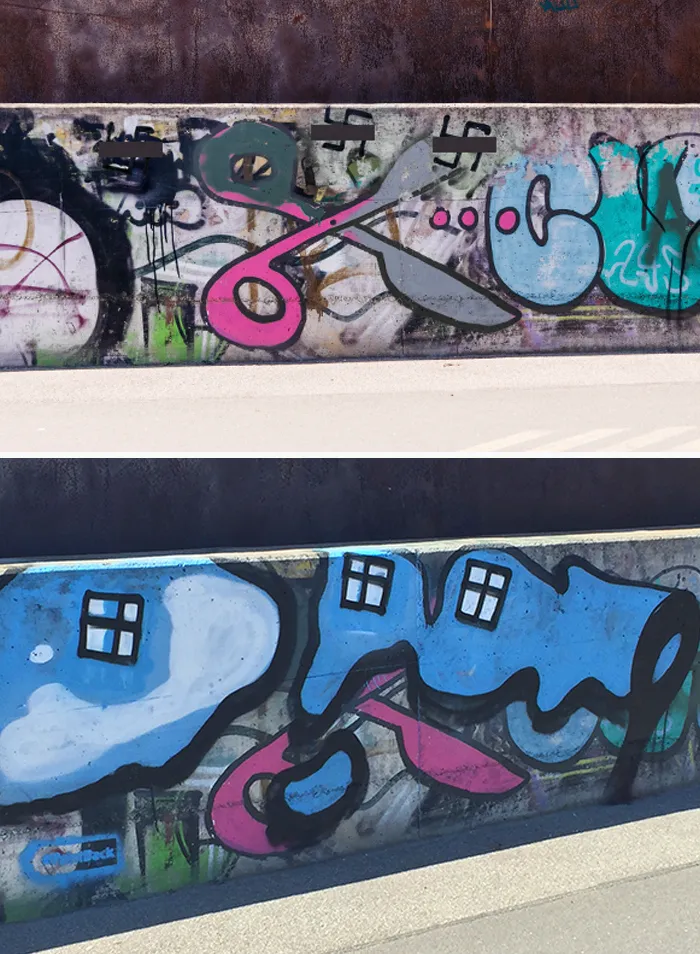 En Berlín saben cómo librarse de esas feas esvásticas pintadas en las paredes y convertirlas en algo agradable