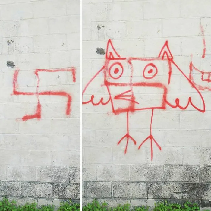 En Berlín saben cómo librarse de esas feas esvásticas pintadas en las paredes y convertirlas en algo agradable