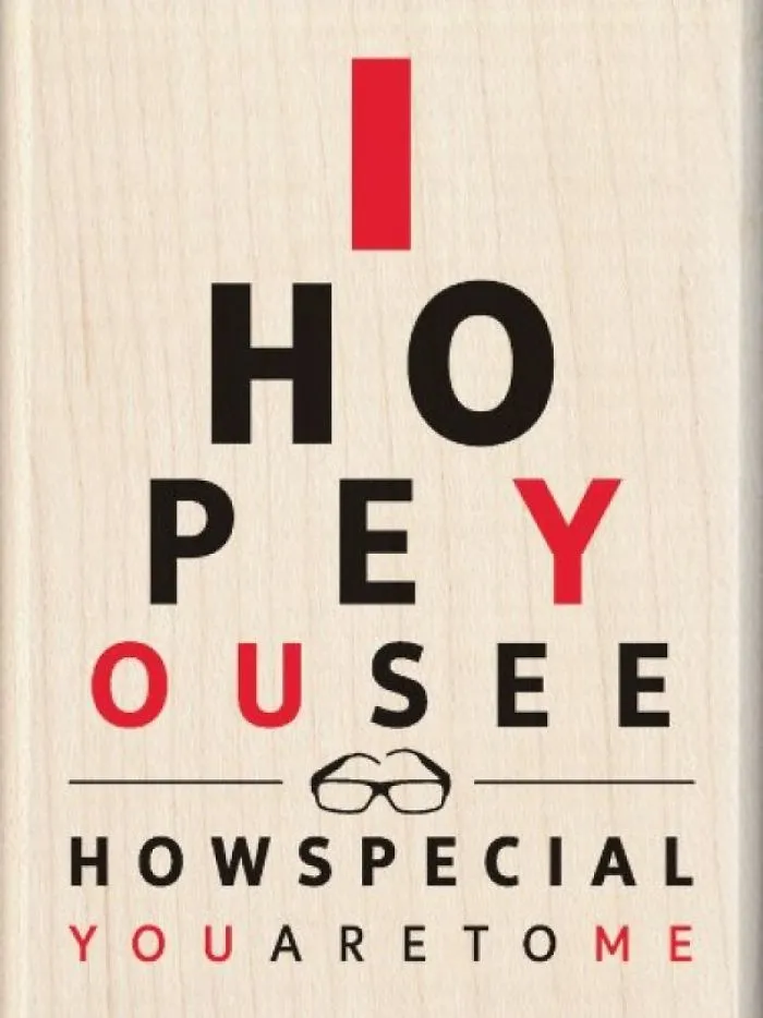 Valentine's design fail with text resembling an eye chart for humor.