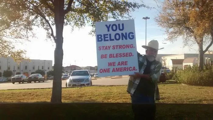 Man Outside Texan Mosque