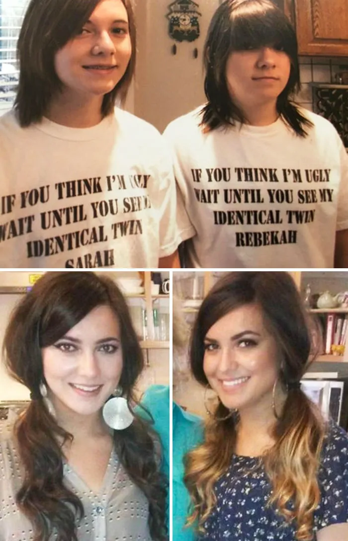 Lo que 10 años de maquillaje, autoestima y esfuerzo hacen por 2 gemelas feas
