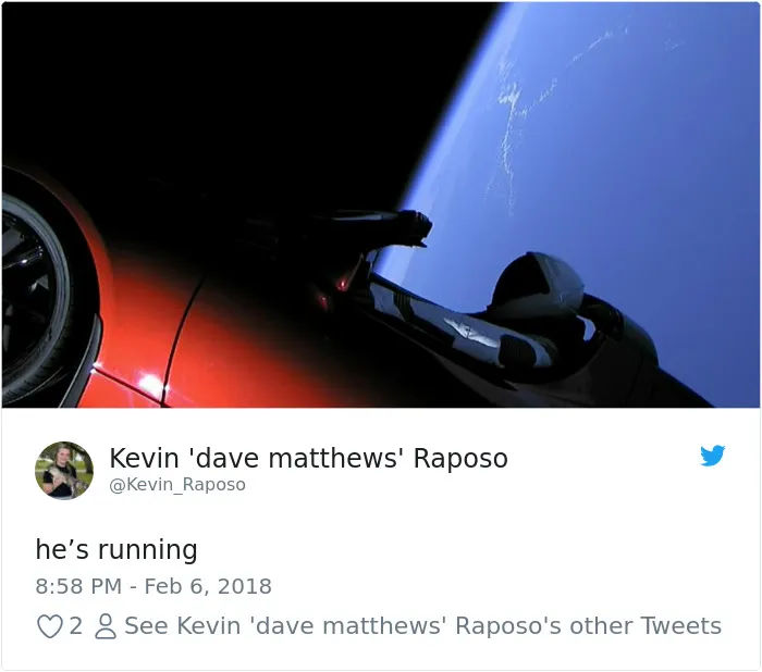 47 Of The Funniest Reactions To Elon Musk Sending Tesla Car To Mars