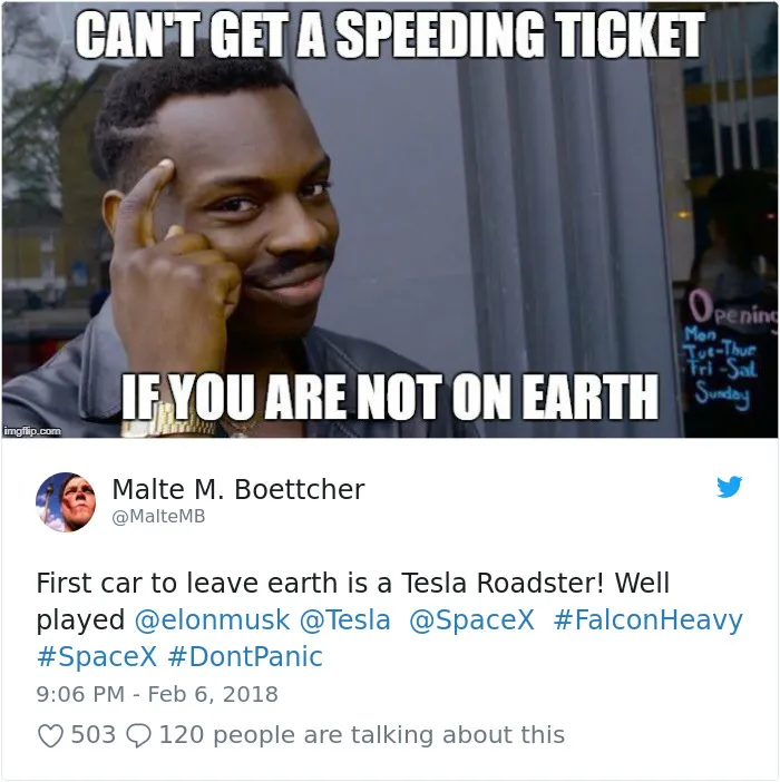 47 Of The Funniest Reactions To Elon Musk Sending Tesla Car To Mars