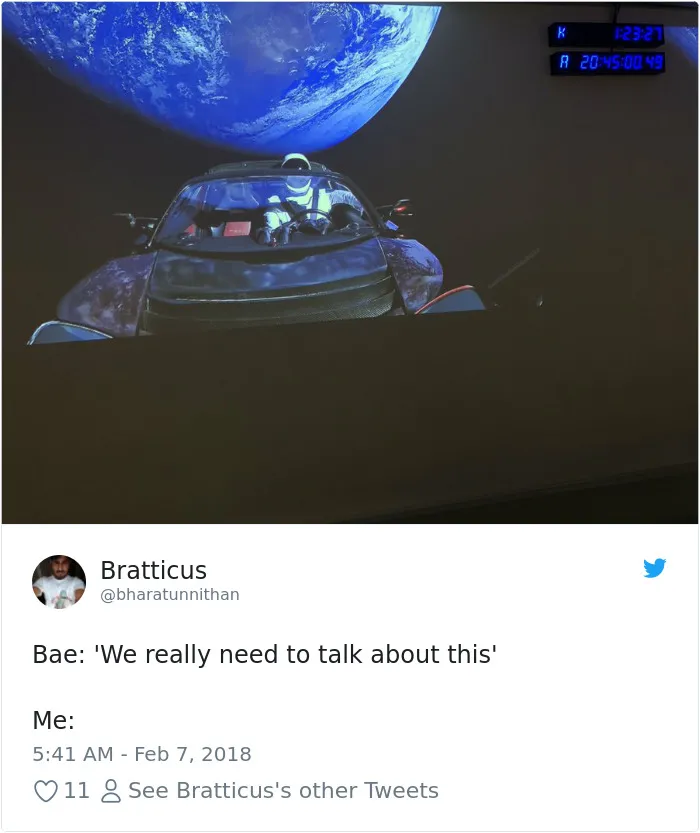 47 Of The Funniest Reactions To Elon Musk Sending Tesla Car To Mars