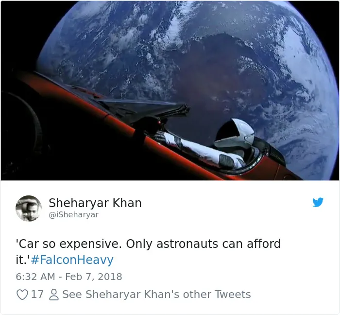 47 Of The Funniest Reactions To Elon Musk Sending Tesla Car To Mars
