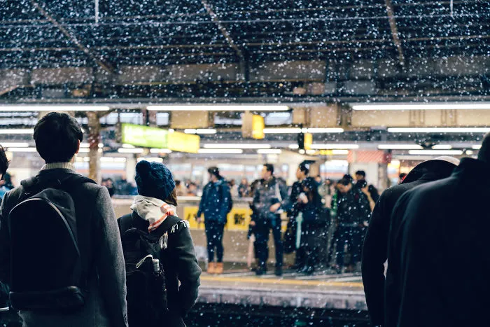 Snowy Shinjuku Sta, Tokyo
