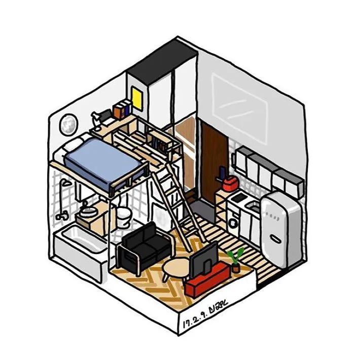 Illustrator Make A Few Room For Live Alone,which One Would You Want Live In ?