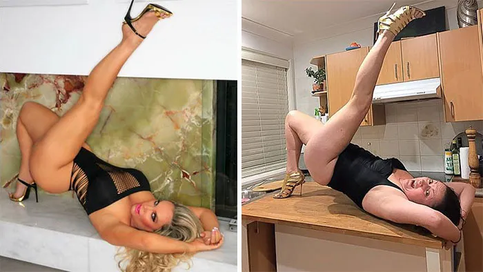 Woman Continues To Hilariously Recreate Celebrity Instagram Pics, And The Result Is Better Than The Original