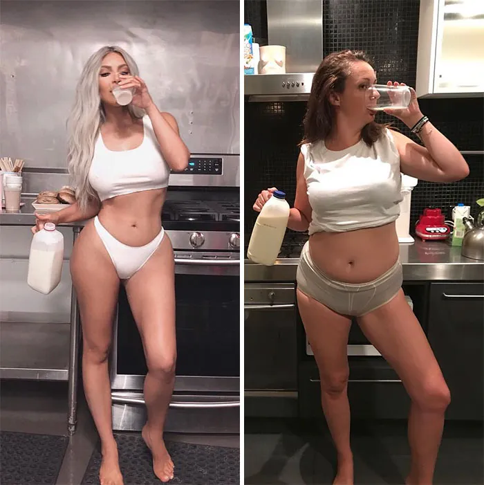 Woman Continues To Hilariously Recreate Celebrity Instagram Pics, And The Result Is Better Than The Original