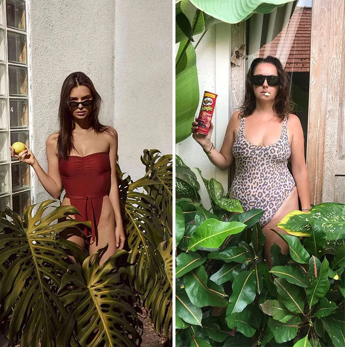 Woman Continues To Hilariously Recreate Celebrity Instagram Pics, And The Result Is Better Than The Original