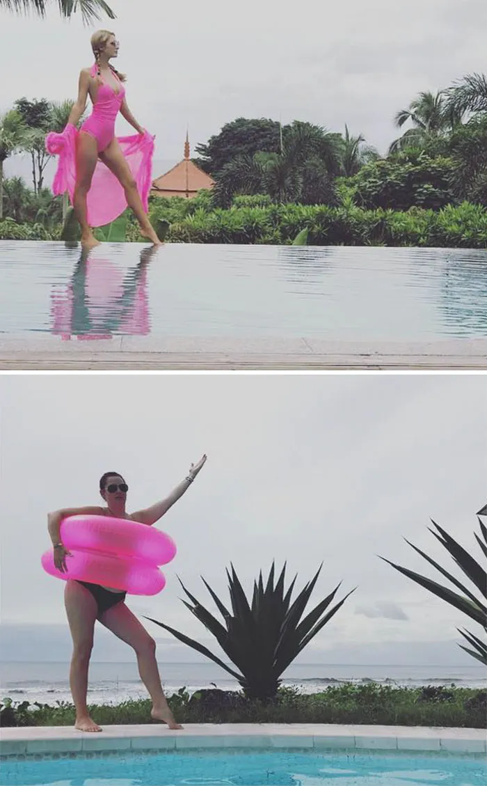Woman Continues To Hilariously Recreate Celebrity Instagram Pics, And The Result Is Better Than The Original