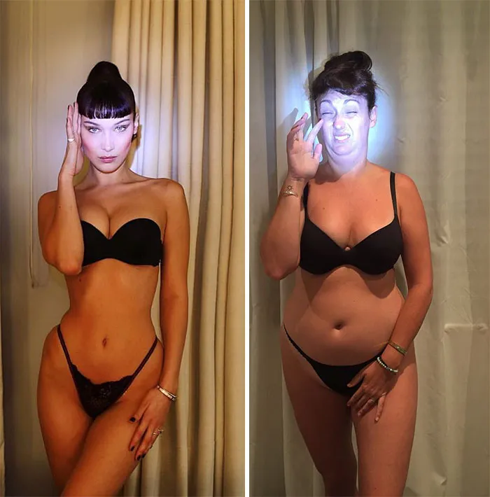 Esta comediante recrea de forma divertida las fotos de Instagram de los famosos (Nuevas imágenes)