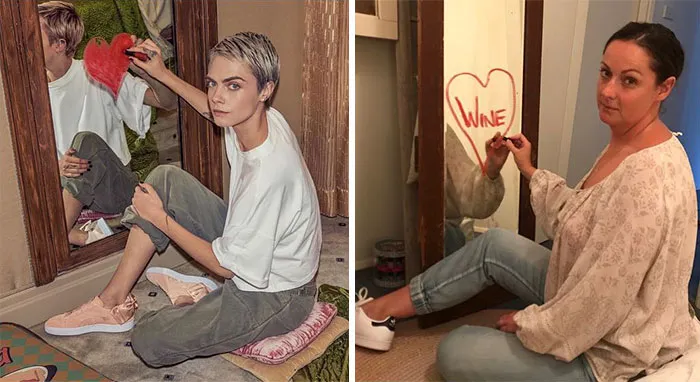 Woman Continues To Hilariously Recreate Celebrity Instagram Pics, And The Result Is Better Than The Original