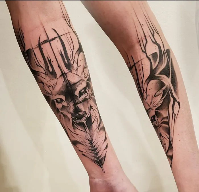 Hart, The Spirit Of Forest To Guide Me,  Eye Of Horus To Protect Me And Make Me Always Remeber Finite And Death,  Leaf Of Ash To Remember World Tree Yggdrasil And That All Is Conected