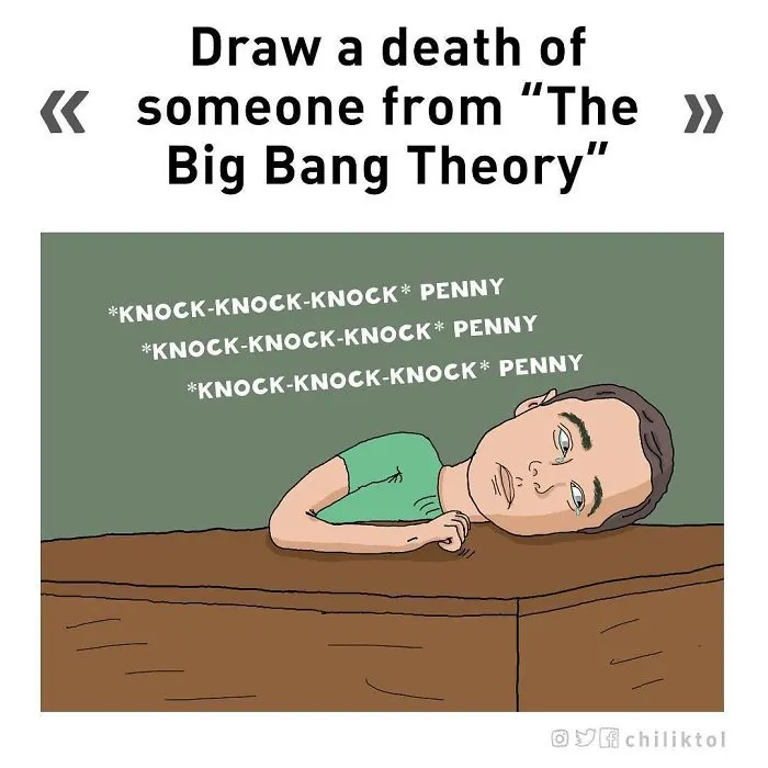 Dibuja la muerte de algún personaje de "Big Bang Theory"