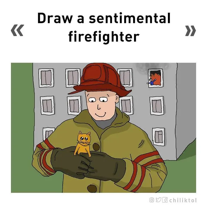 Dibuja a un bombero sentimental