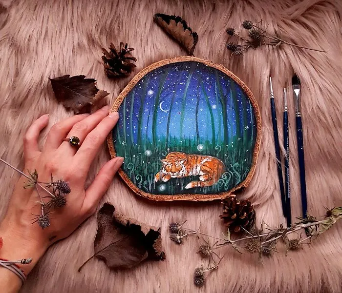 My 30 Magical Paintings On Wood That Are Inspired By Forests
