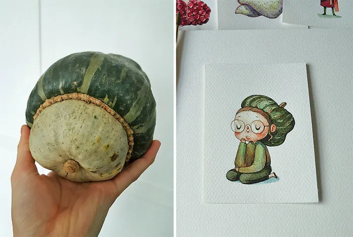 Calabaza turbante pensativa