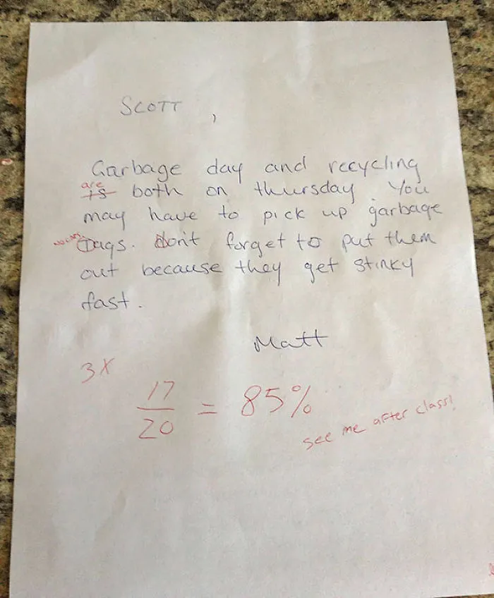 My Roommate Leaves Me Notes To Remind Me To Do Chores. This Makes Him Angry