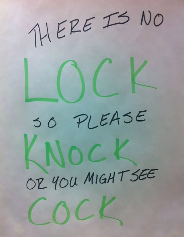 My Roommate Put This On Our Shower Door, After Being Yelled At For Not Locking It