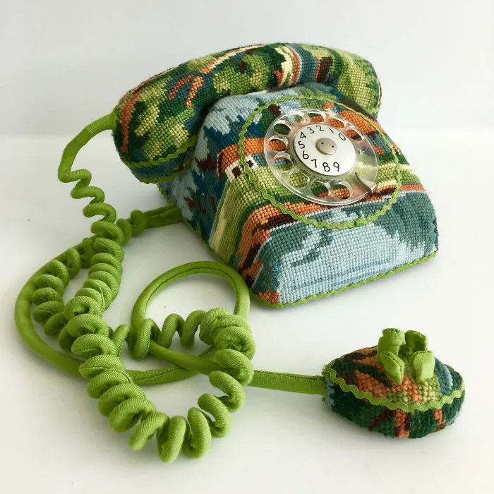 Artist Gives A Second Life To Vintage Household Objects By "Dressing Them Up" In Cross-Stitched Patterns