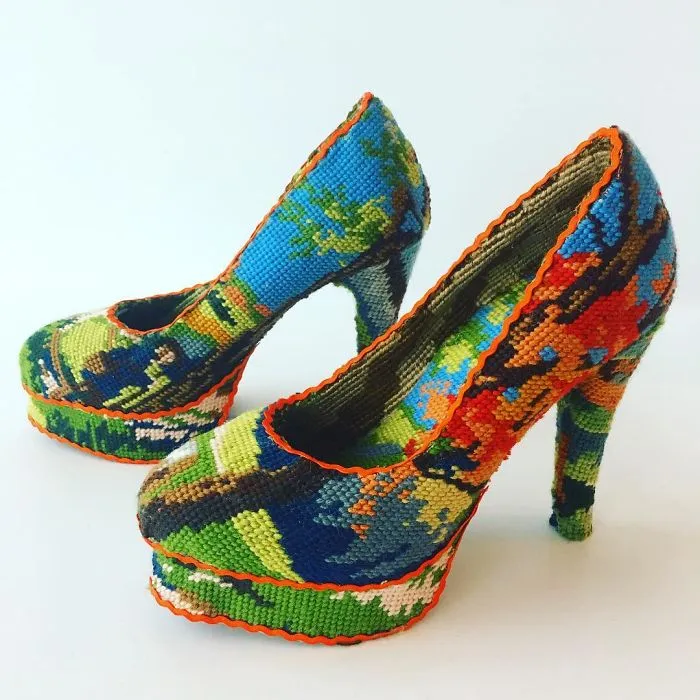 Artist Gives A Second Life To Vintage Household Objects By "Dressing Them Up" In Cross-Stitched Patterns