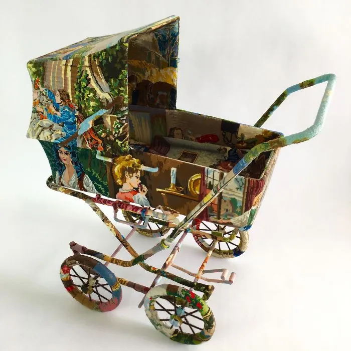 Artist Gives A Second Life To Vintage Household Objects By "Dressing Them Up" In Cross-Stitched Patterns