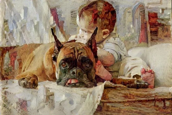 Little Baby Boy With Dog