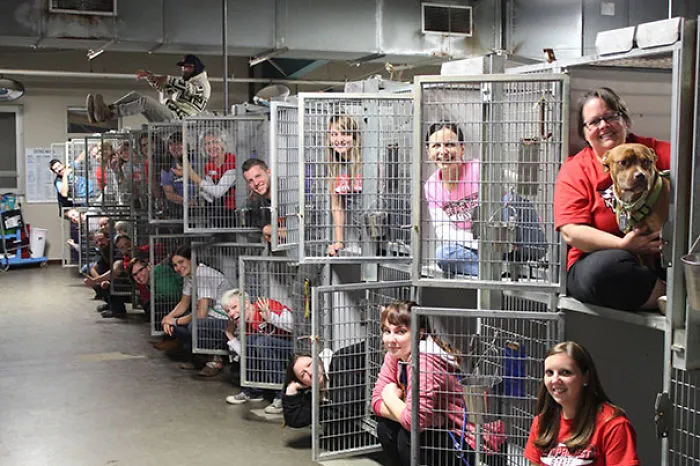 Este refugio de Kansas celebra que sus jaulas están vacías tras ser adoptados gran cantidad de animales en un fin de semana
