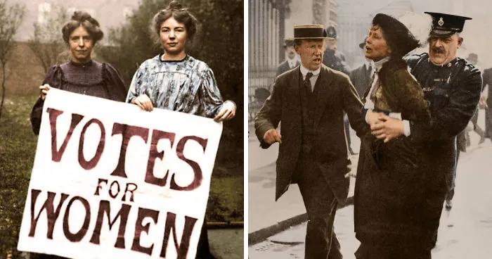 I've Colorized These 100-Year-Old Photos To Show How Much Of A Struggle It Was To Have The Women's Rights That We Have Today