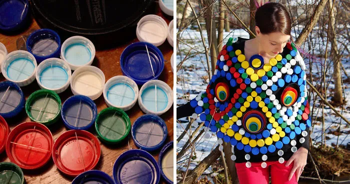 I Recycled Over 250 Plastic Bottle Caps Into This Colorful Poncho