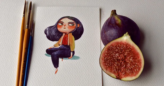 He pasado un par de meses reimaginando frutas y verduras como personajes en acuarela