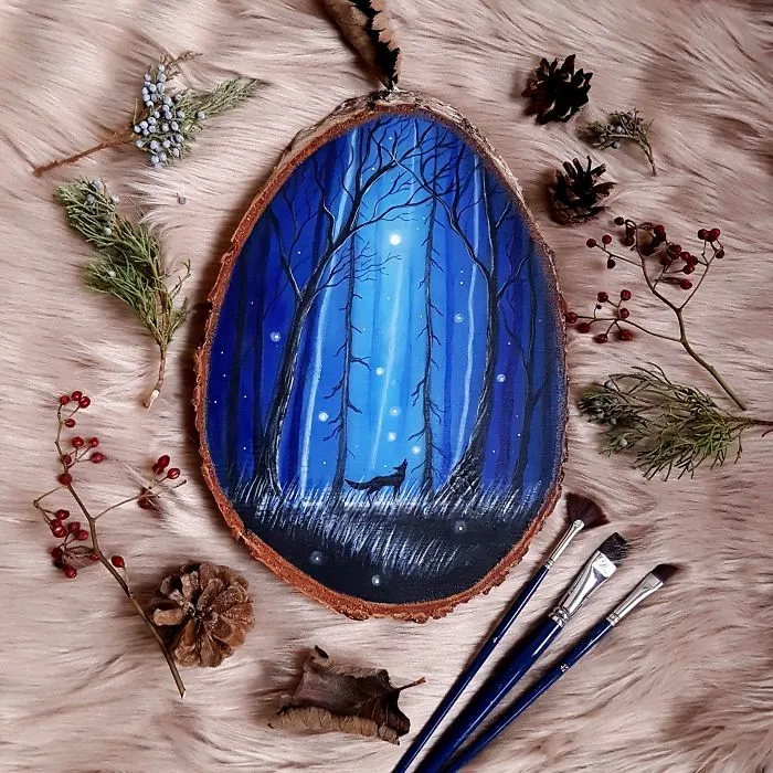 My 30 Magical Paintings On Wood That Are Inspired By Forests