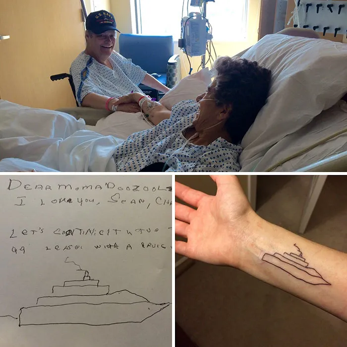 My Mom And Dad Had Cancer At The Same Time In The Same Hospital. He Wrote Her This Note When They Were Too Sick To Visit Each Other. This Is My First Ever Tattoo, In His Memory!