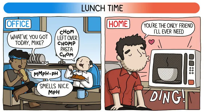 The Differences Of Working From Home Vs Working At An Office Hilariously Explained In 8 Comics