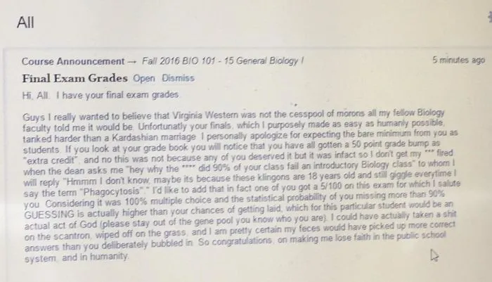 The Professor Is Not Mad... Just Disappointed