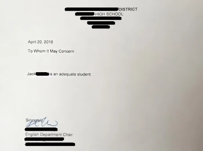 Asked My Teacher For A Letter Of Recommendation..