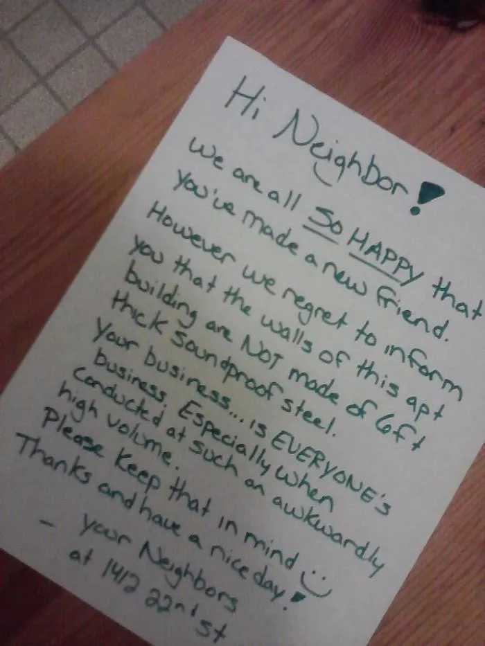 After Being Subjected To Ridiculously Loud Sex Noises Morning, Noon, And Night For The Last Two Weeks, I Left This Friendly Reminder On My Upstairs Neighbor's Car Today