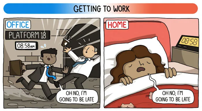 The Differences Of Working From Home Vs Working At An Office Hilariously Explained In 8 Comics